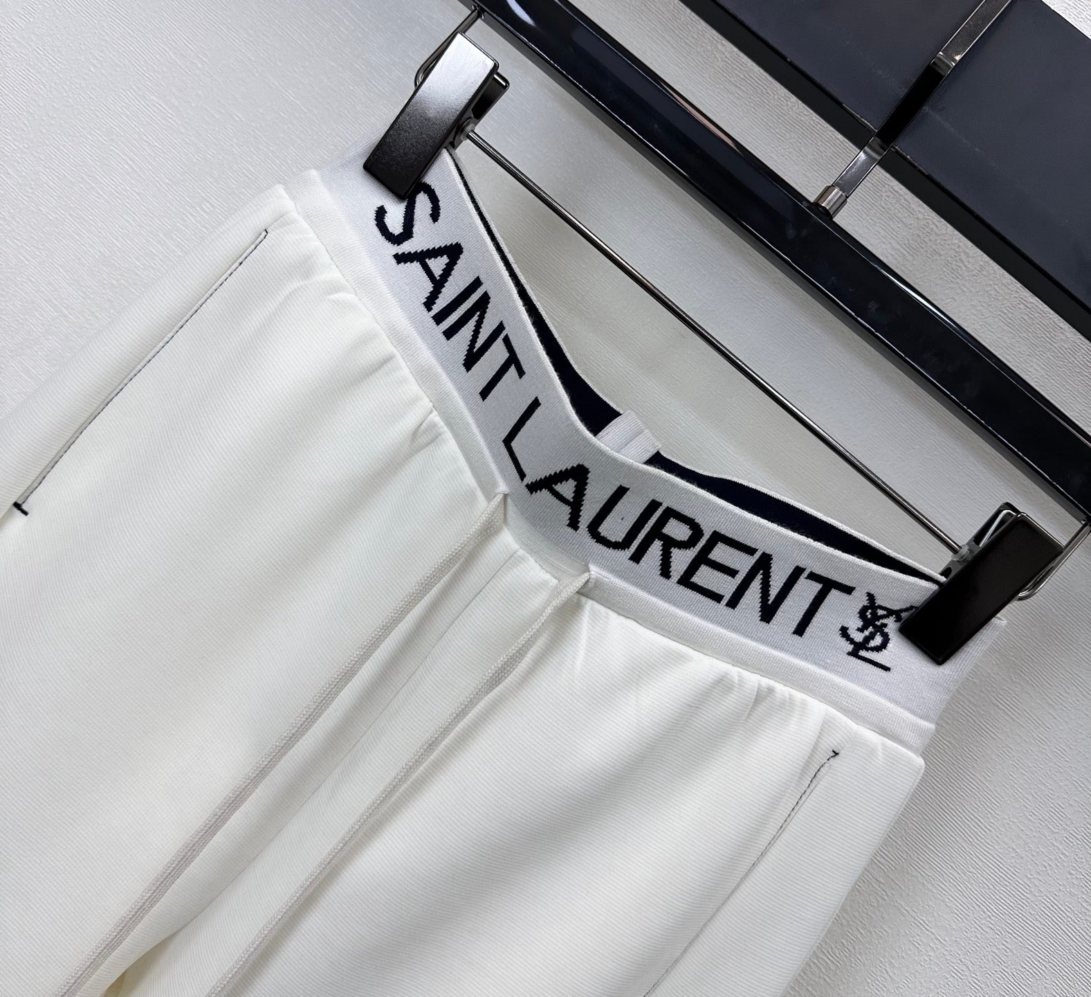 YSL Track Pants White Tencel Cotton 350193