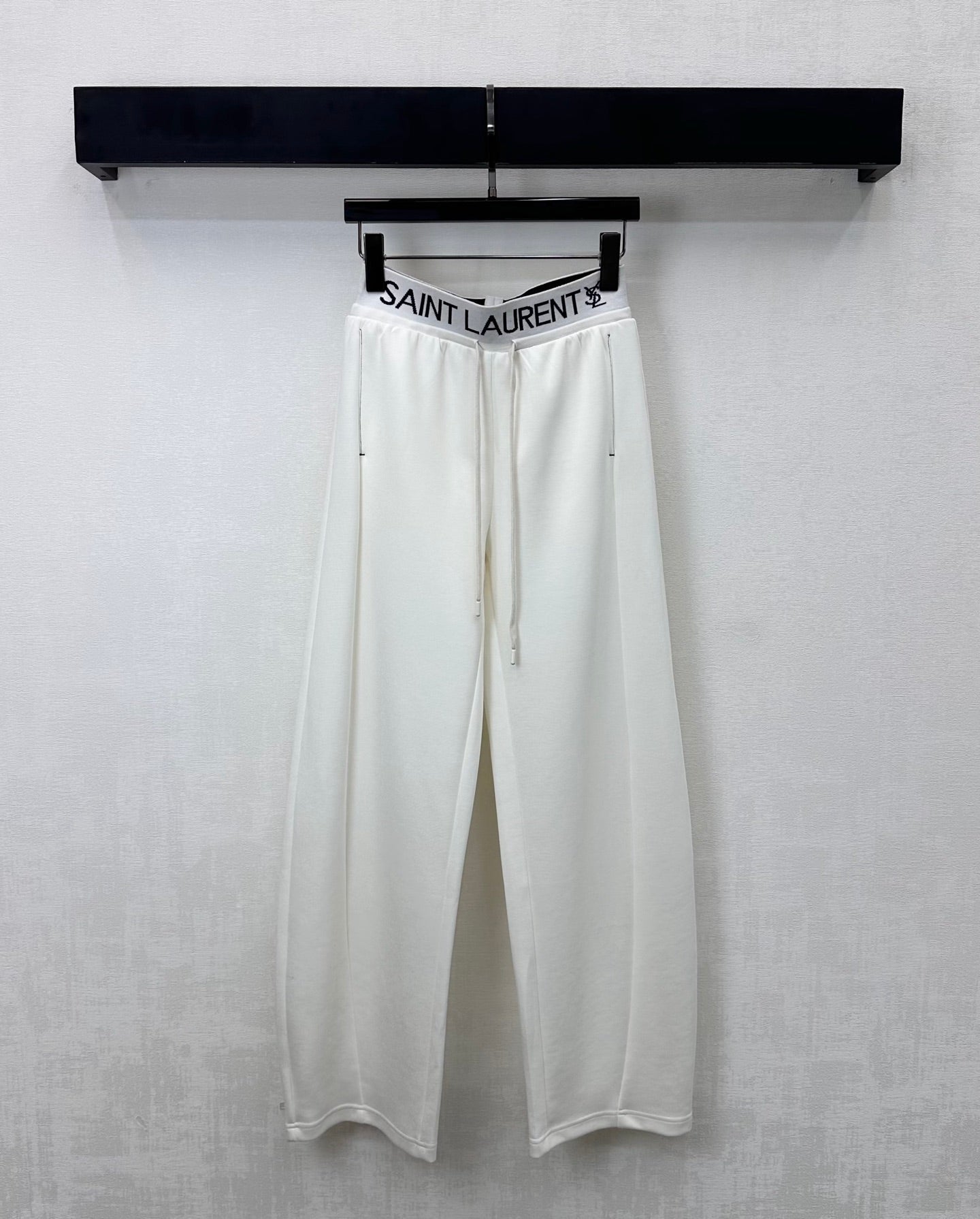 YSL Track Pants White Tencel Cotton 350193