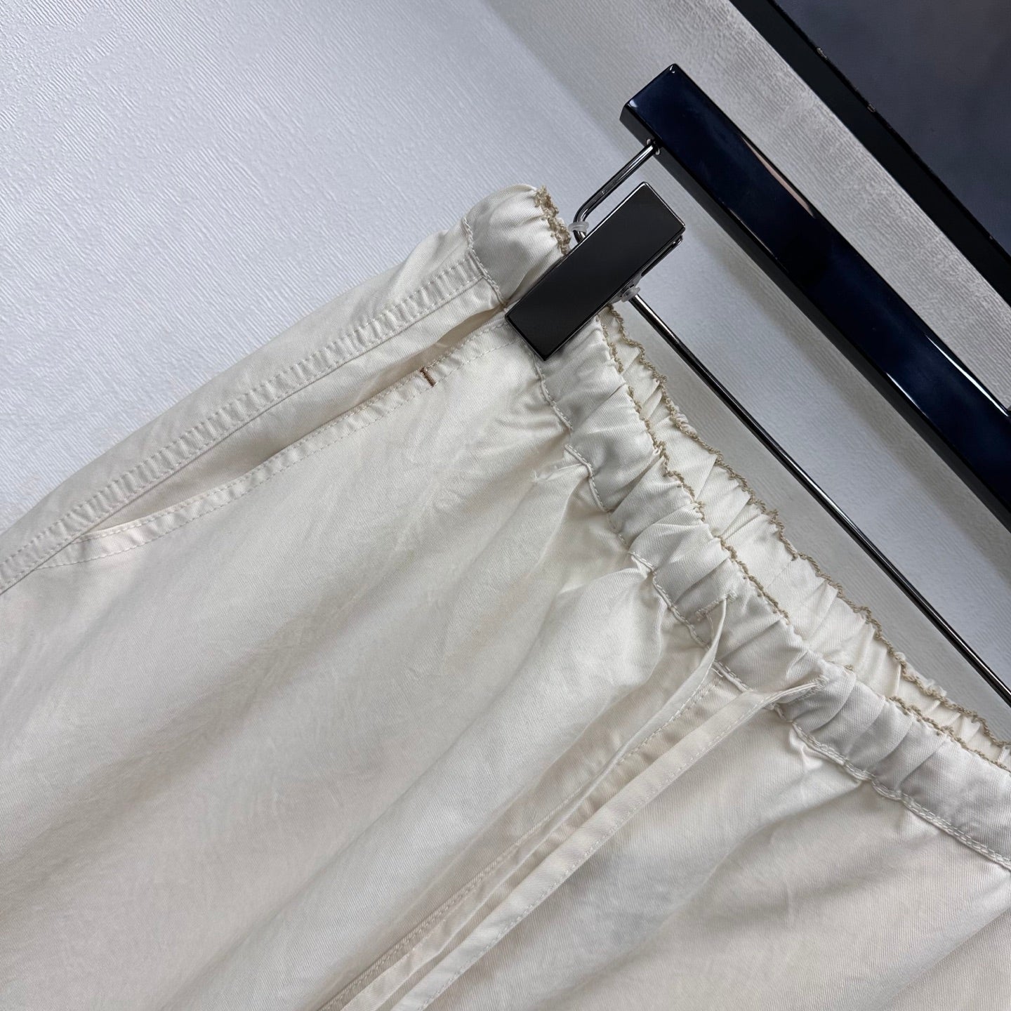 Loewe Drawstring Wide-Leg Pants Ivory Lyocell 350224