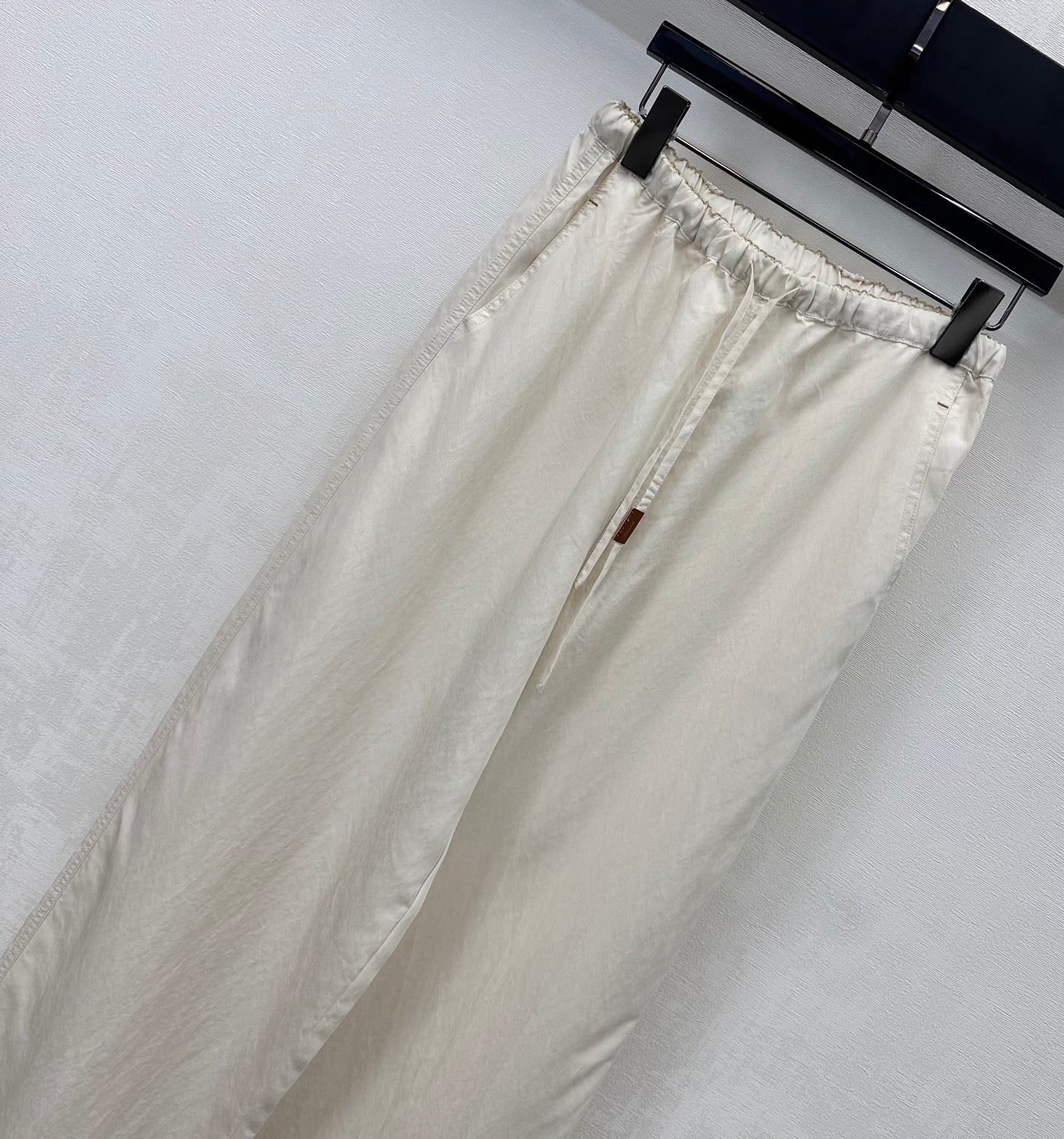 Loewe Drawstring Wide-Leg Pants Ivory Lyocell 350224