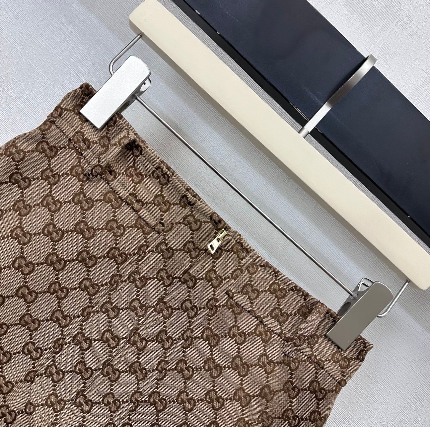 GG Skirt Horsebit Belt Camel Brown Monogram Canvas Jacquard 349789
