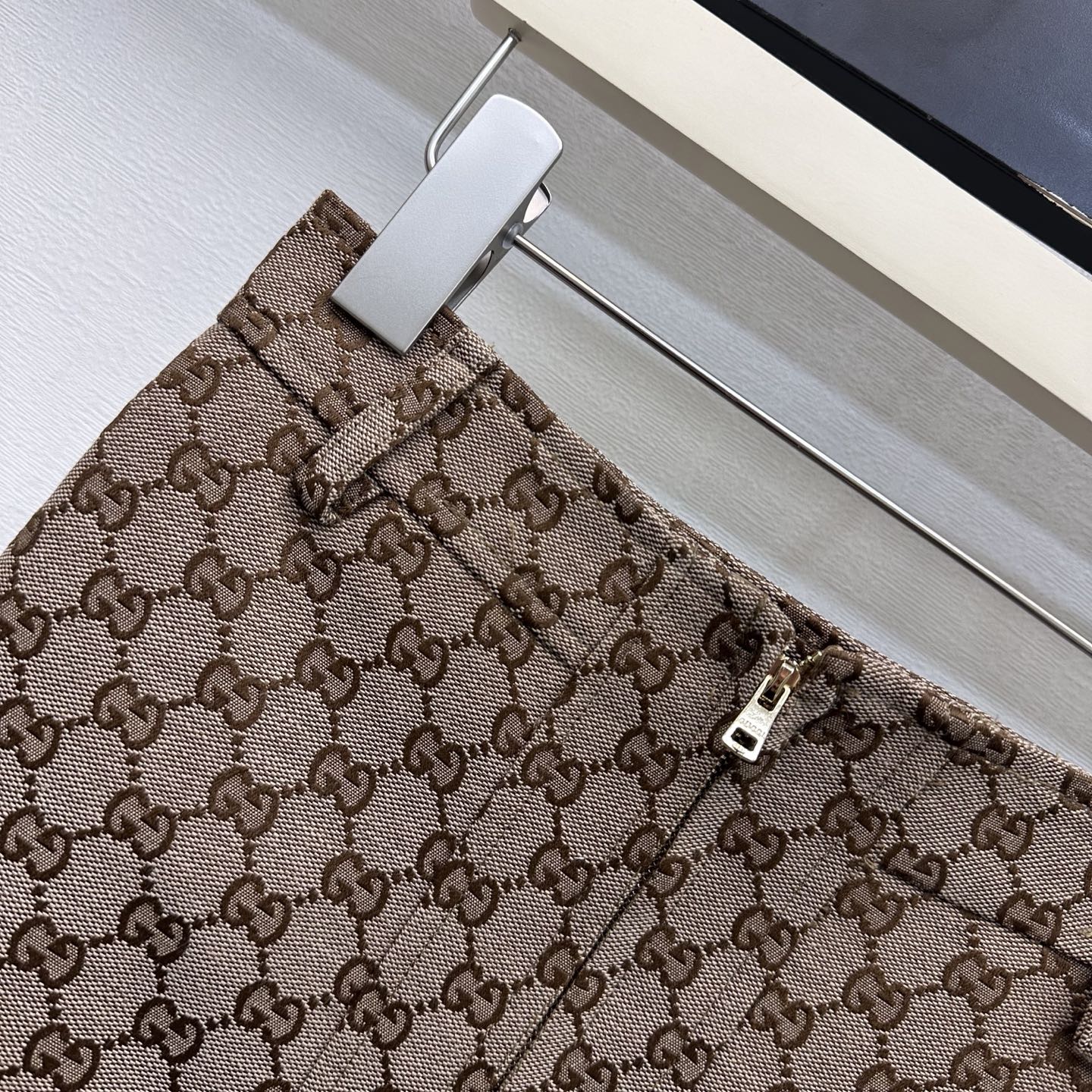 GG Skirt Horsebit Belt Camel Brown Monogram Canvas Jacquard 349789