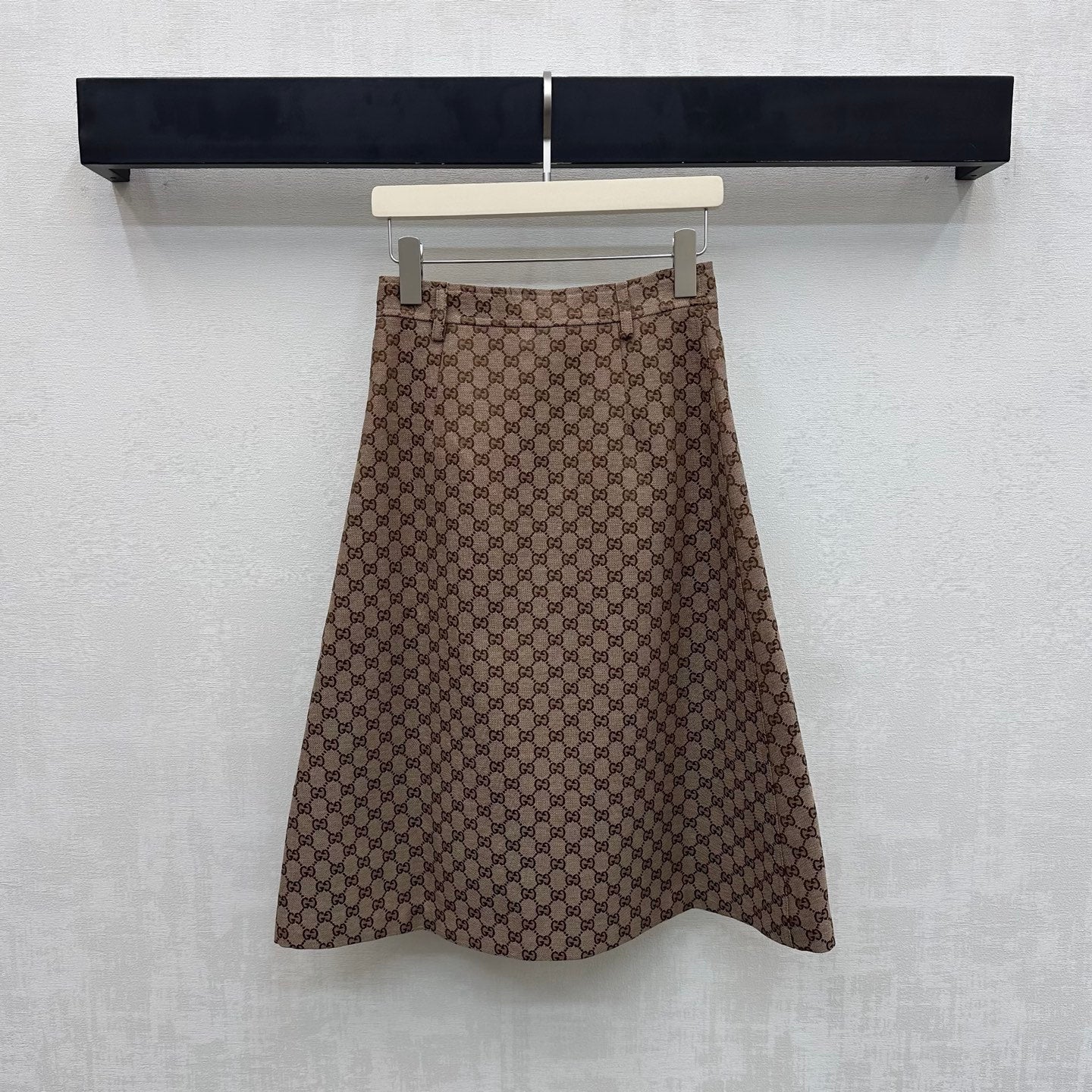 GG Skirt A-line Horsebit Belt Camel Brown Monogram Canvas Jacquard 349798
