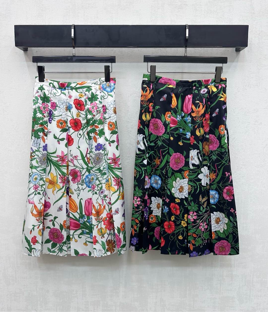 GG Printed Twill Pleated Skirt Whir Multicolor Silk 349759