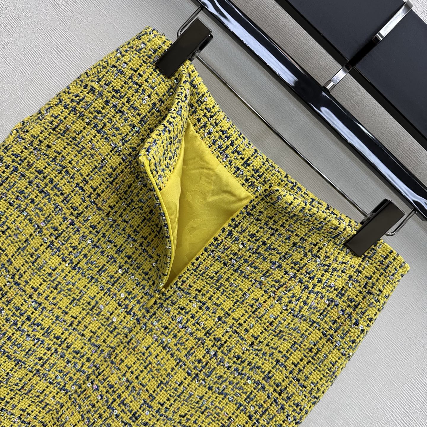 CC 26s Skirt Yellow Navy Blue Sliver Tweed 363983