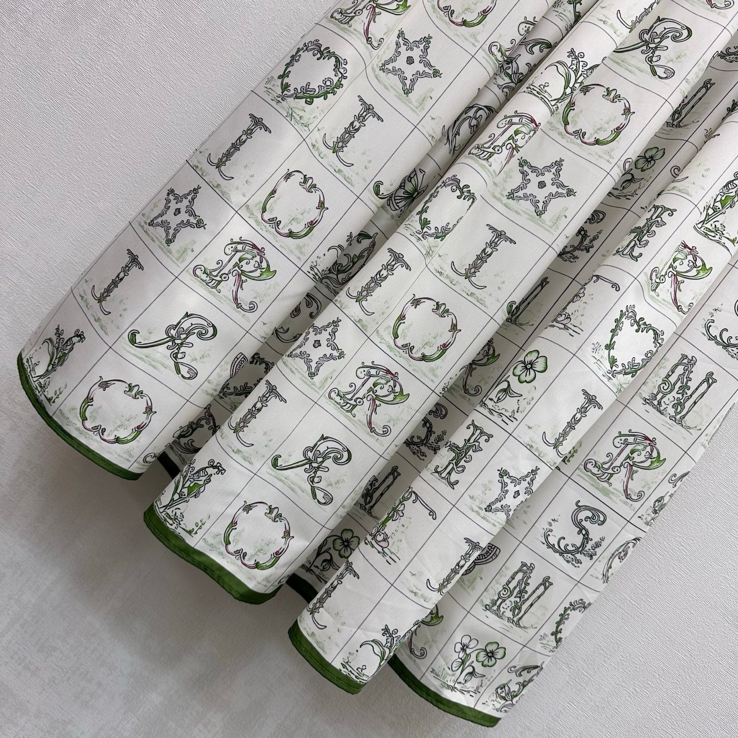 CD 26s Monogrammed Midi Skirt White Green Polyester Fiber