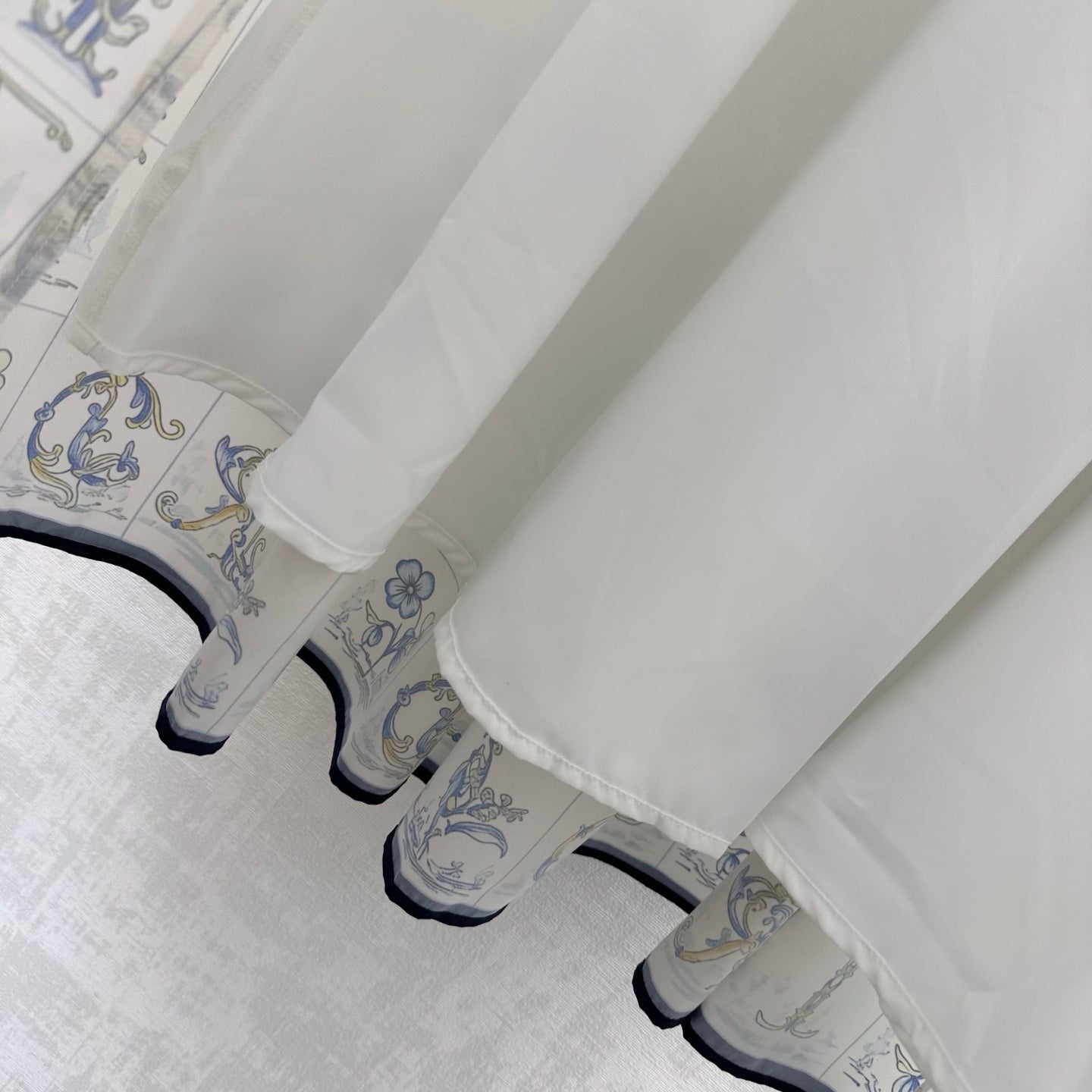 CD 26s Monogrammed Midi Skirt White Navy Blue Polyester Fiber