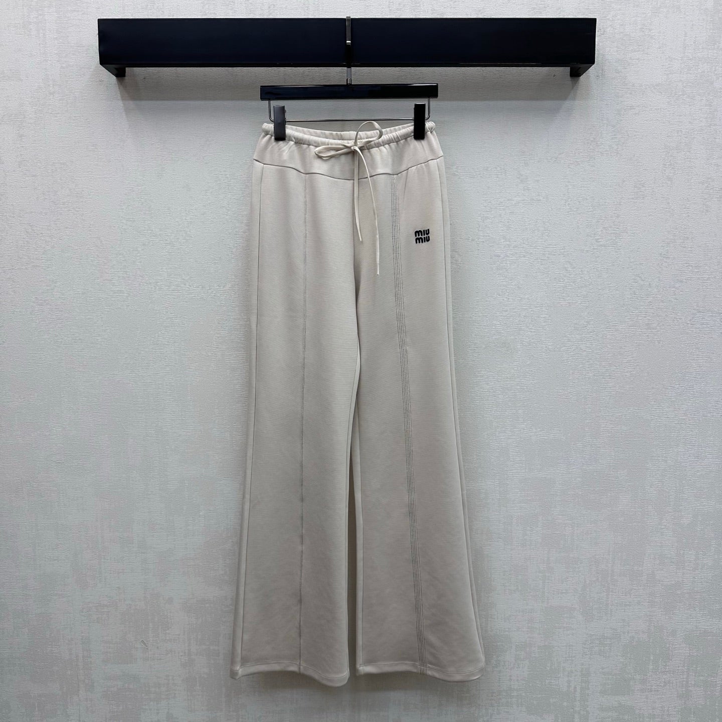 Miu 26s Drawstring Flared Trousers Ivory Polyester 363799