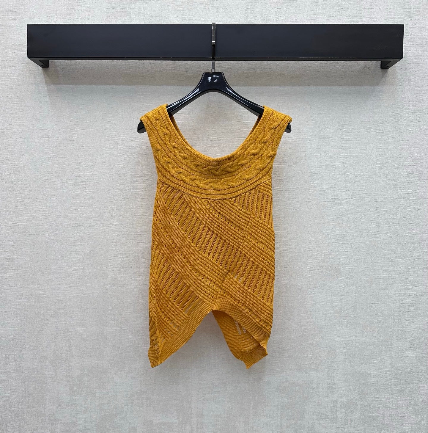 CD Irregular Knitted Vest Golden-Ochre Flax Acrylique Lyocell 378355