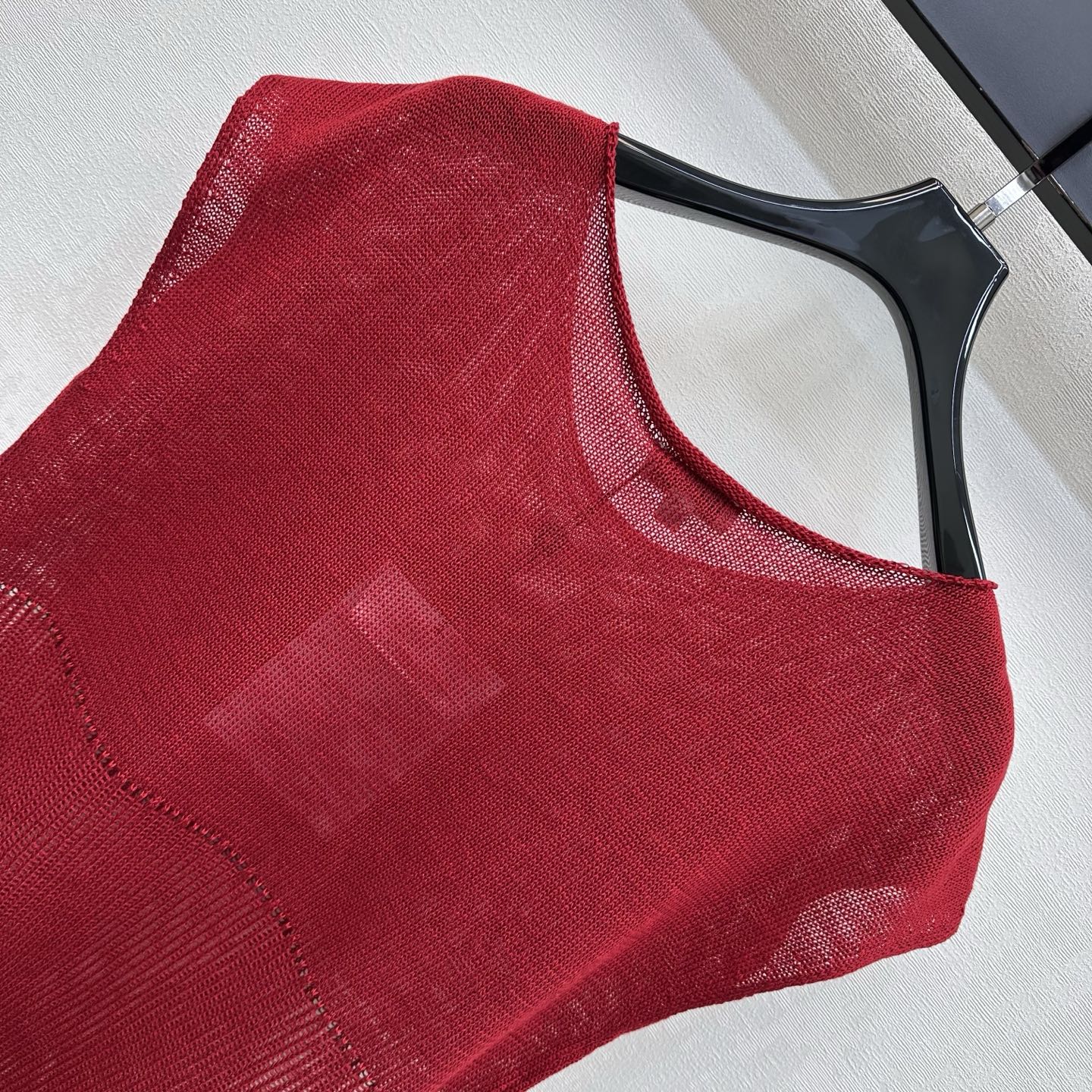 CC 26s Short-Sleeve Knit Top Red Wool Polyester 378324