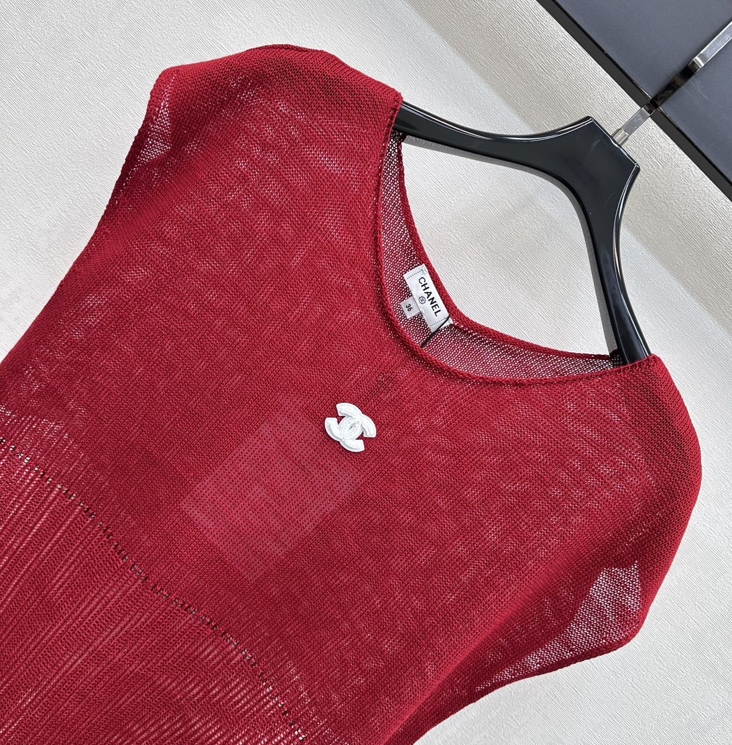CC 26s Short-Sleeve Knit Top Red Wool Polyester 378324
