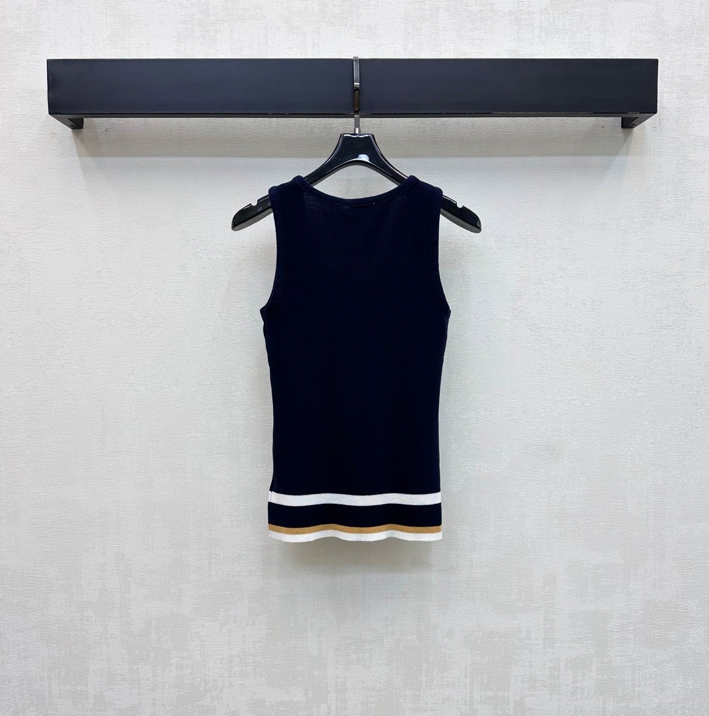 CC Striped Knit Vest Navy Blue Wool Nylon 378302