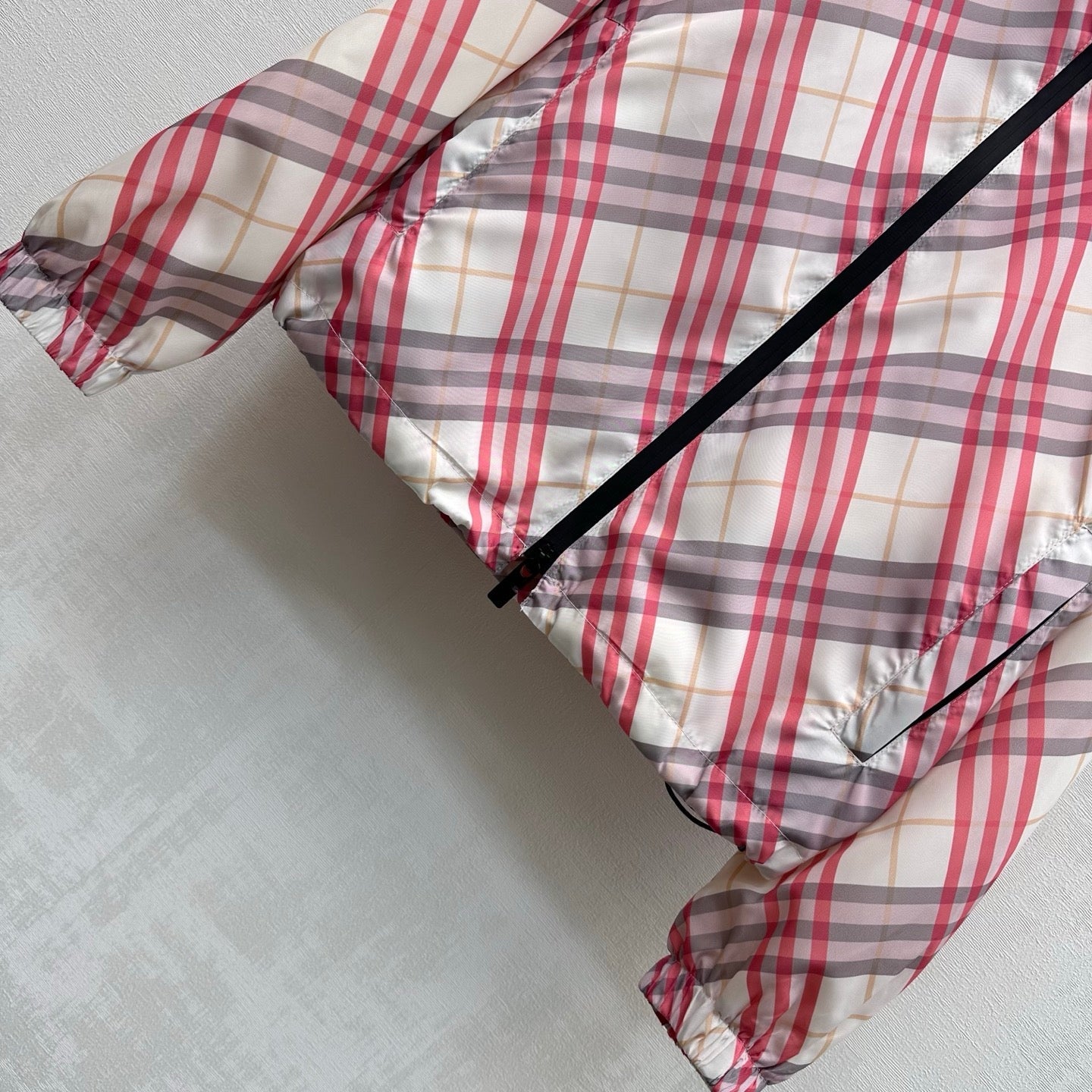 Burberry Salcombe Checked Hooded Jacket Pink Ivory Polyester