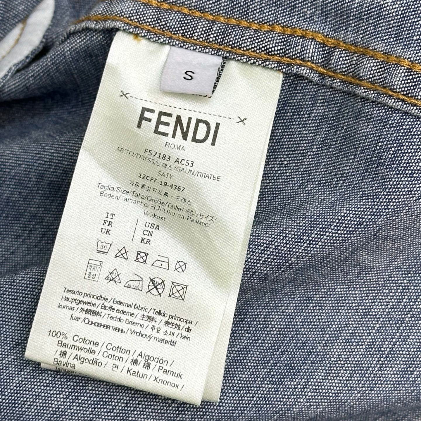 Fendi 26s Dress Navy Blue Denim 378797