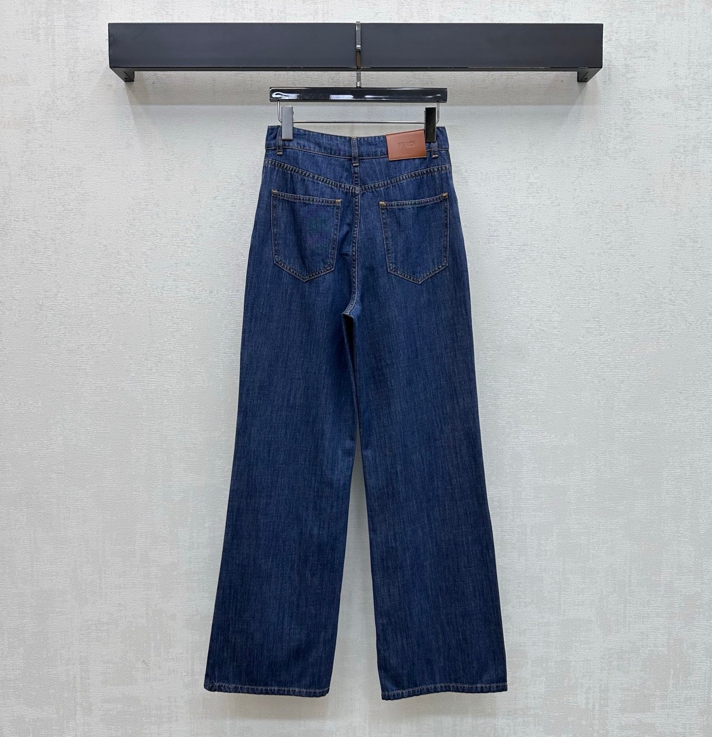 Fendi 26s Straight Leg Trousers Navy Blue Denim 378785