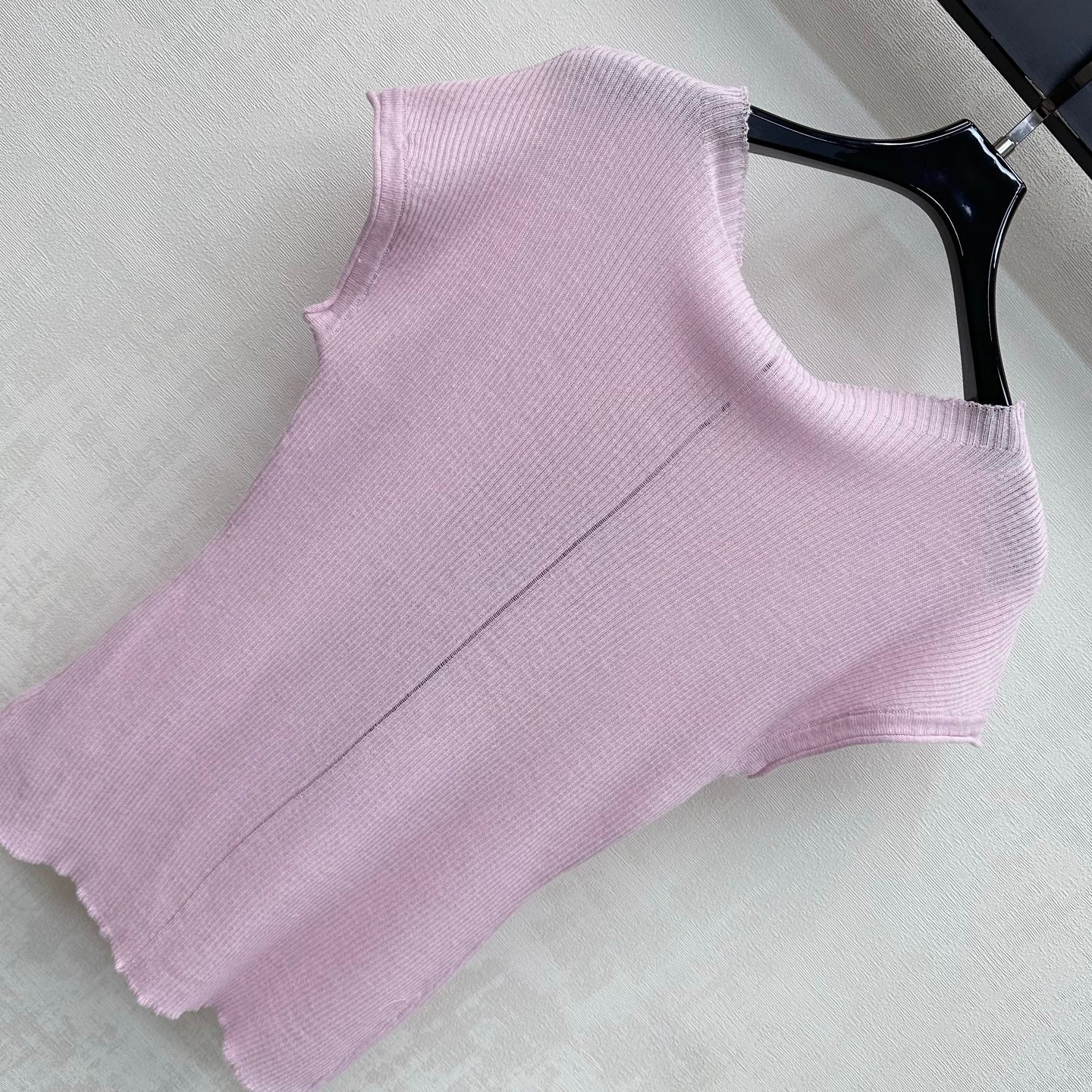CC 26s Rose Short-Sleeved Knit Top Pink Wool 399739