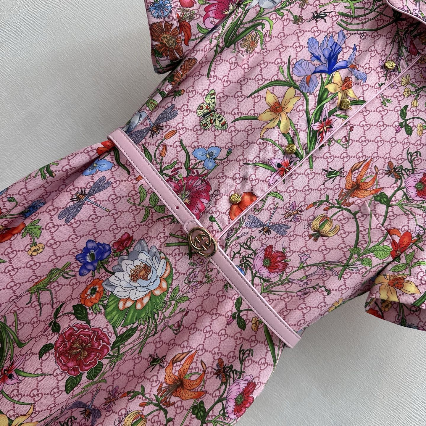 GG 26s Printed Waistband Dress Pink Polyester 396589