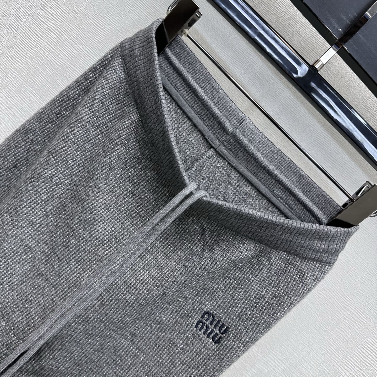 Miu 26s Wide-Leg Trousers Grey Wool 422646