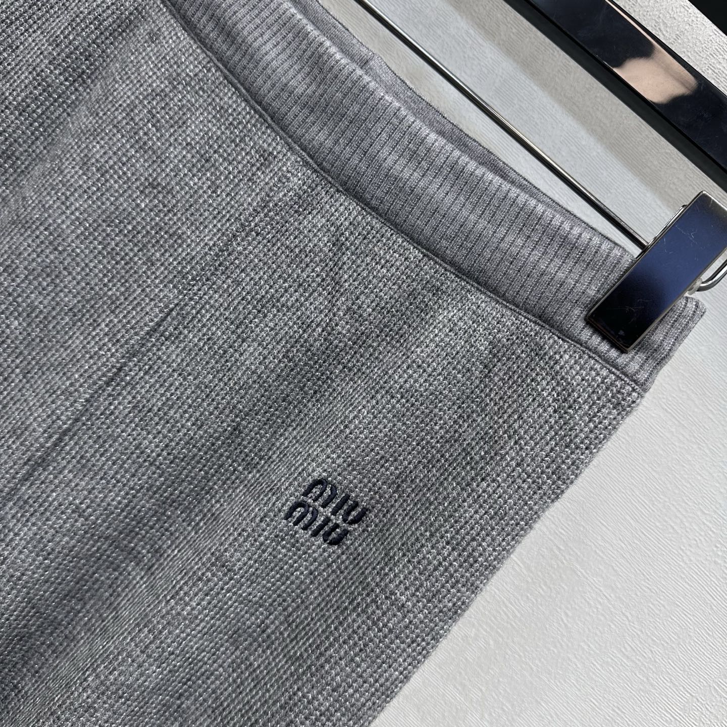 Miu 26s Wide-Leg Trousers Grey Wool 422646