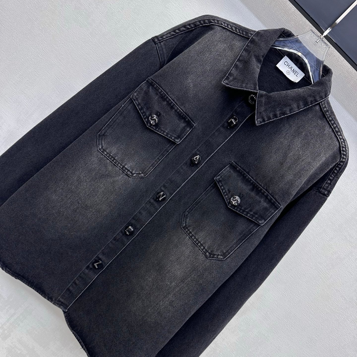 CC 26s Letter Button Jacket Dark Grey Denim 422627