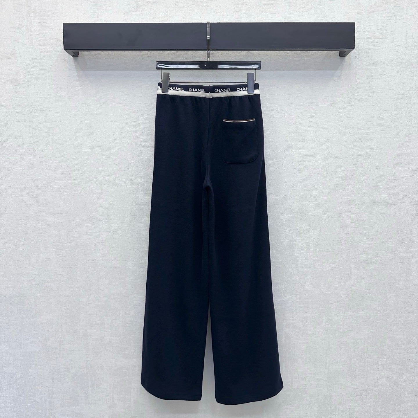 CC 26s Letter-Embroidered Trousers Navy Blue Wool Polyester 422572