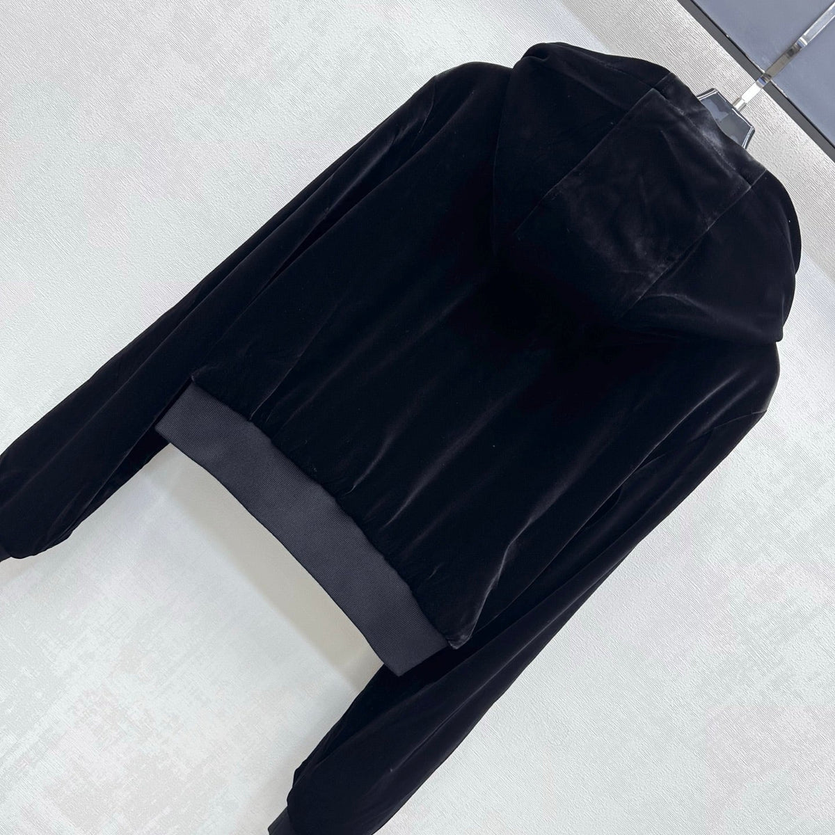 Prada Zip Up Hoodie Wide Leg Pants Set Black Velvet 434210