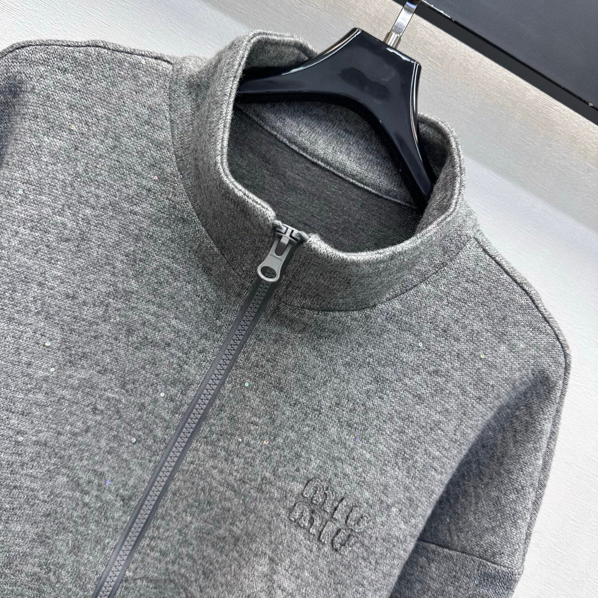 Miu Miu Zip Up Jacket Grey Wool Blend 434187