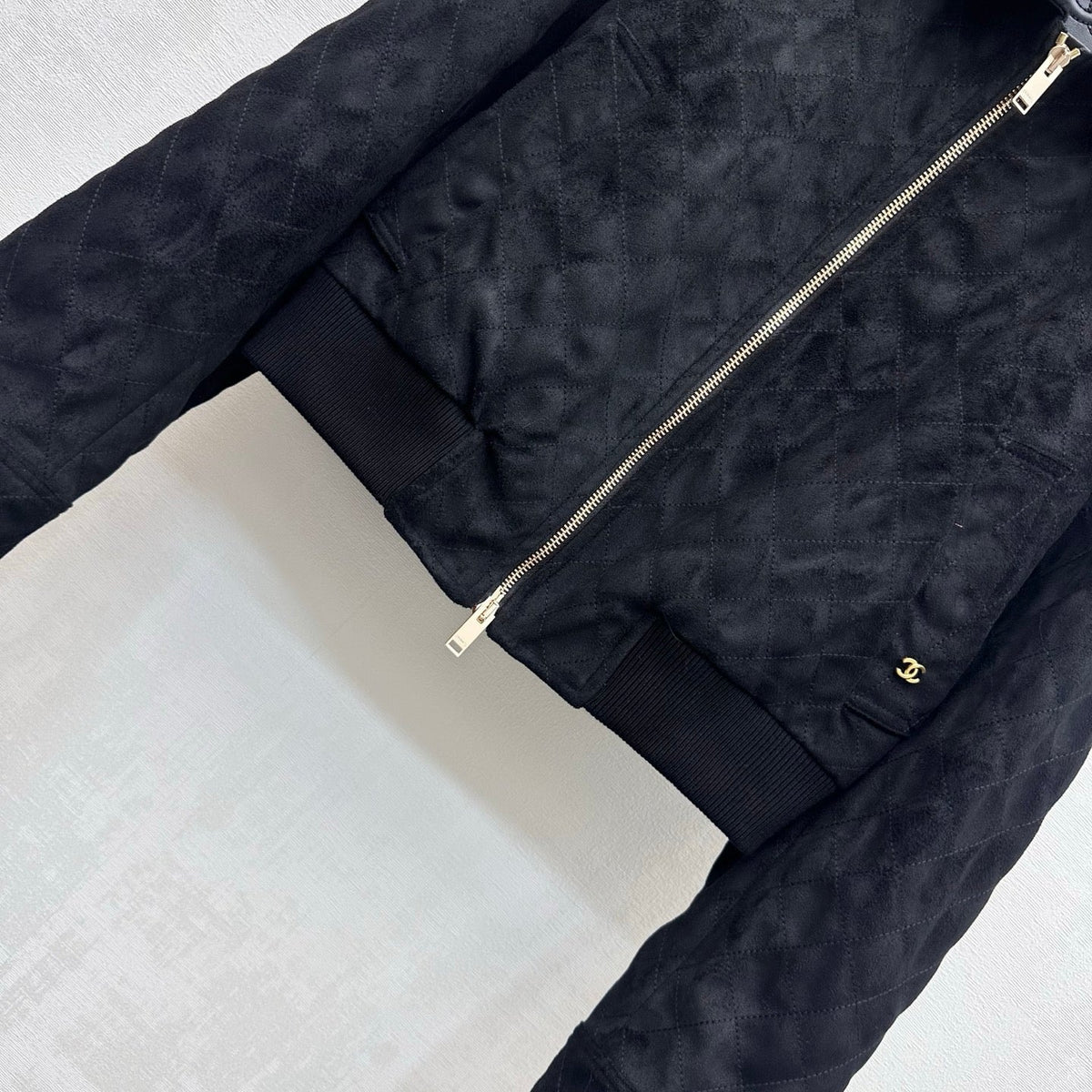 CC Suede Zip Up Jacket Black Cotton 433927