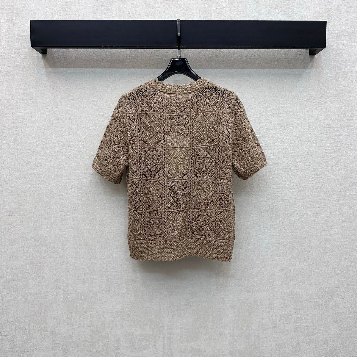 CC 26s Open Knit Short Sleeve Top Brown Wool Blend 434121