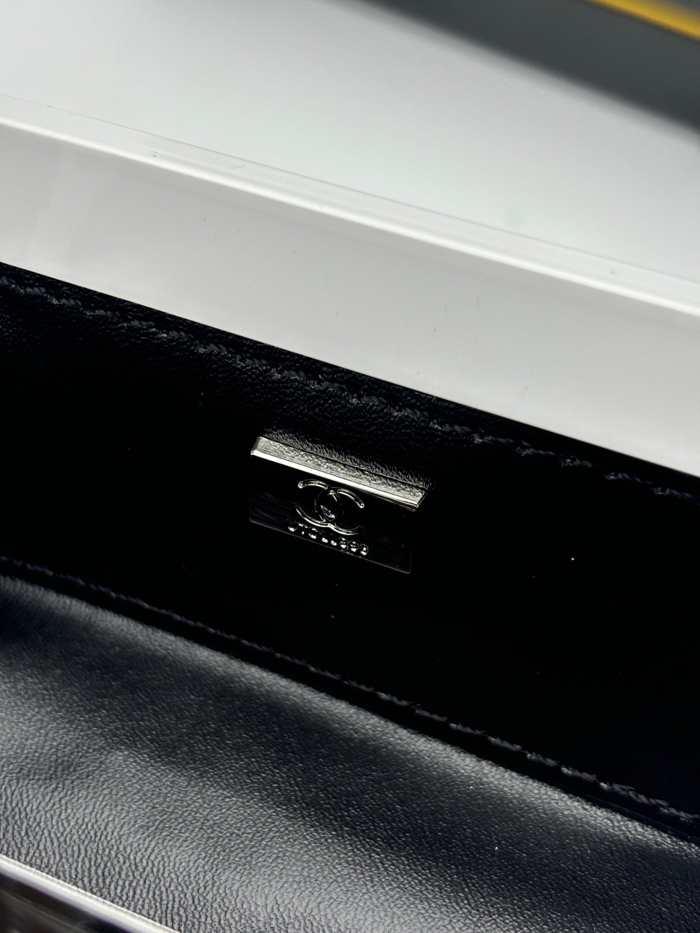 CC Evening Bag White Black Acrylic