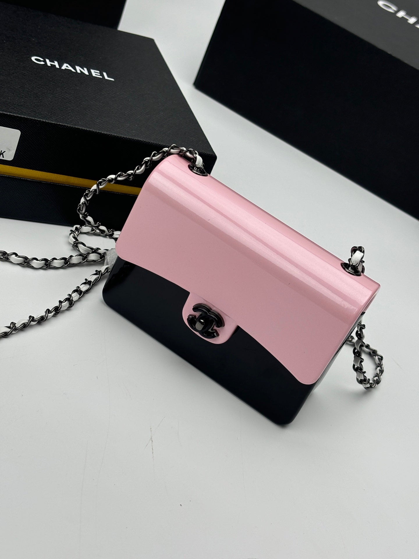 CC Evening Bag Pink Black Acrylic