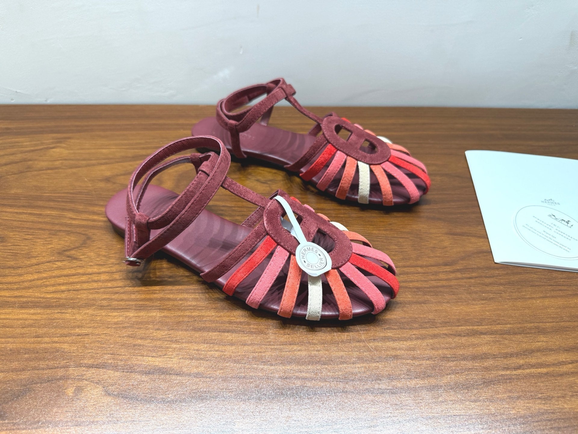 HM Nour Sandals Coffee Burgundy Suede 849490