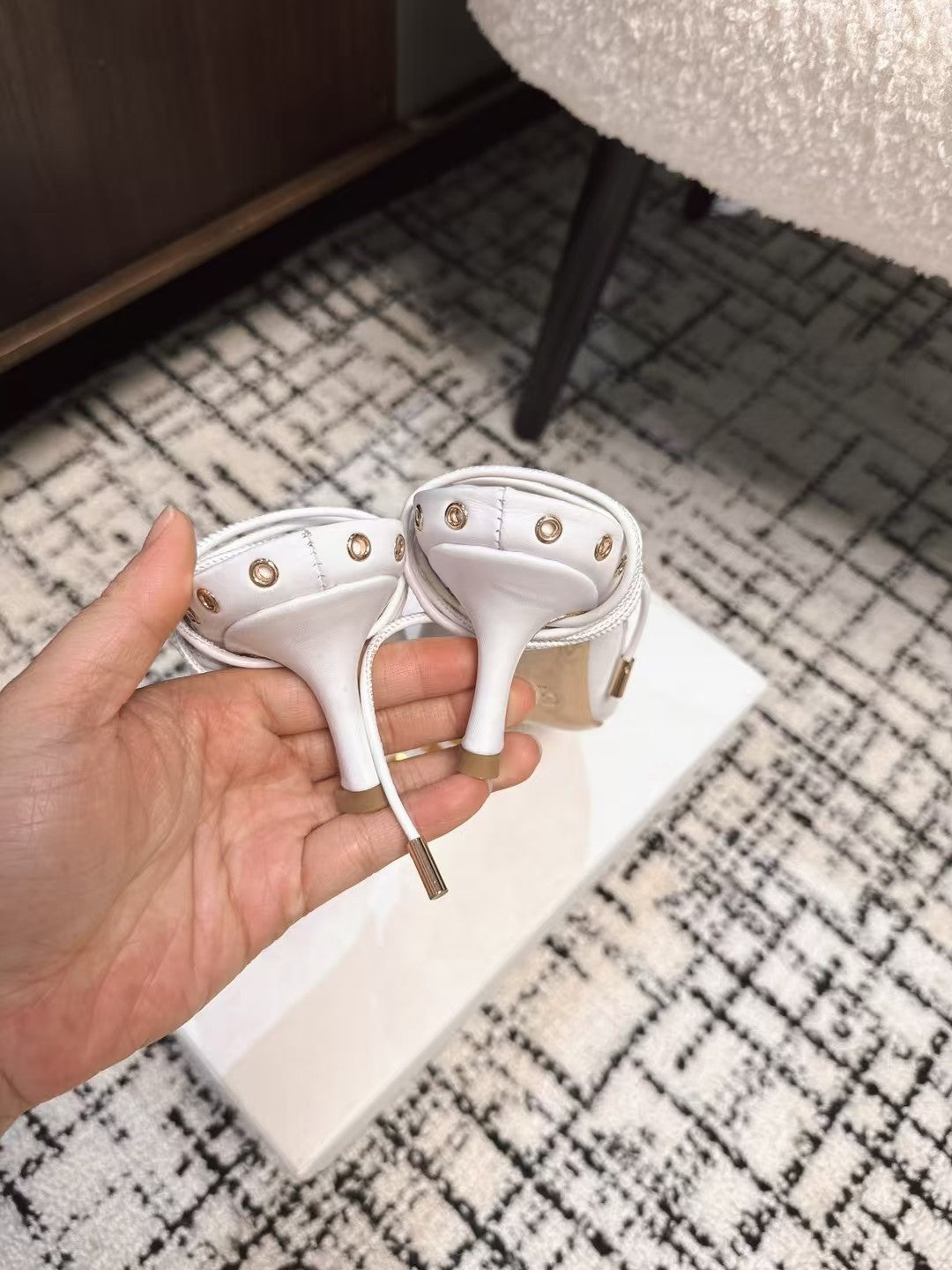 Chloé 26S Lace-Up Heels 60 mm in White Calfskin