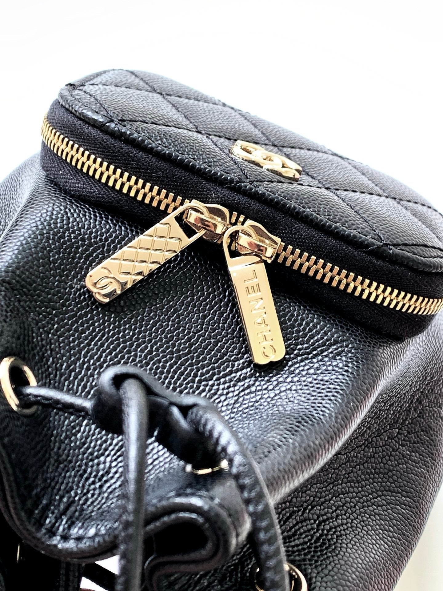 CC Mini Pocket Bucket Bag Black Caviar Leather Light GHW 269203