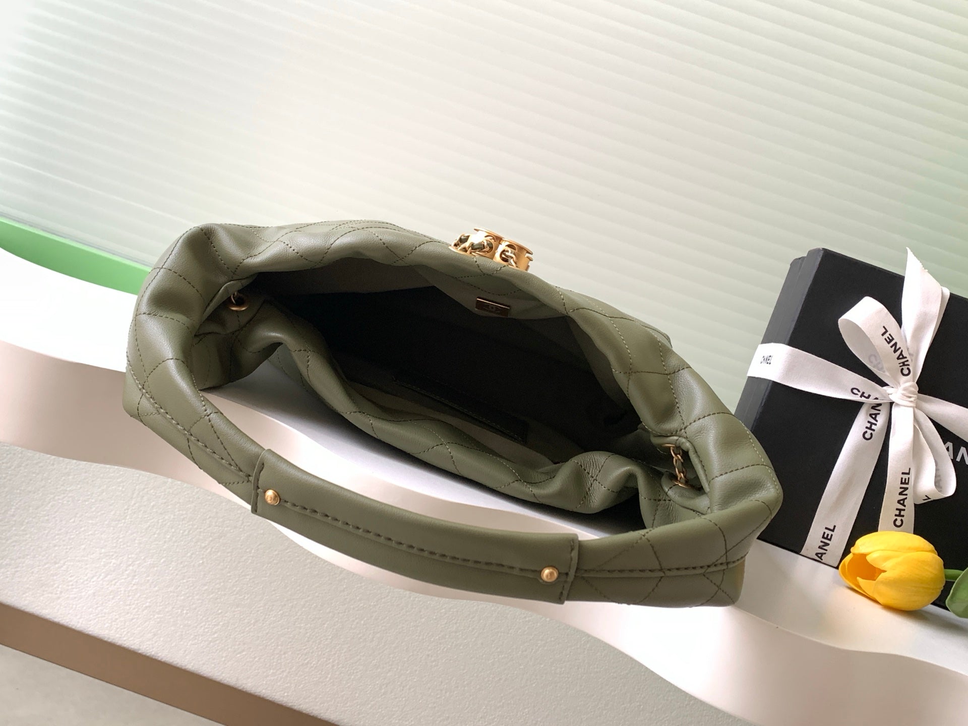 CC 2025 Hobo Bag 45cm Olive Calfskin