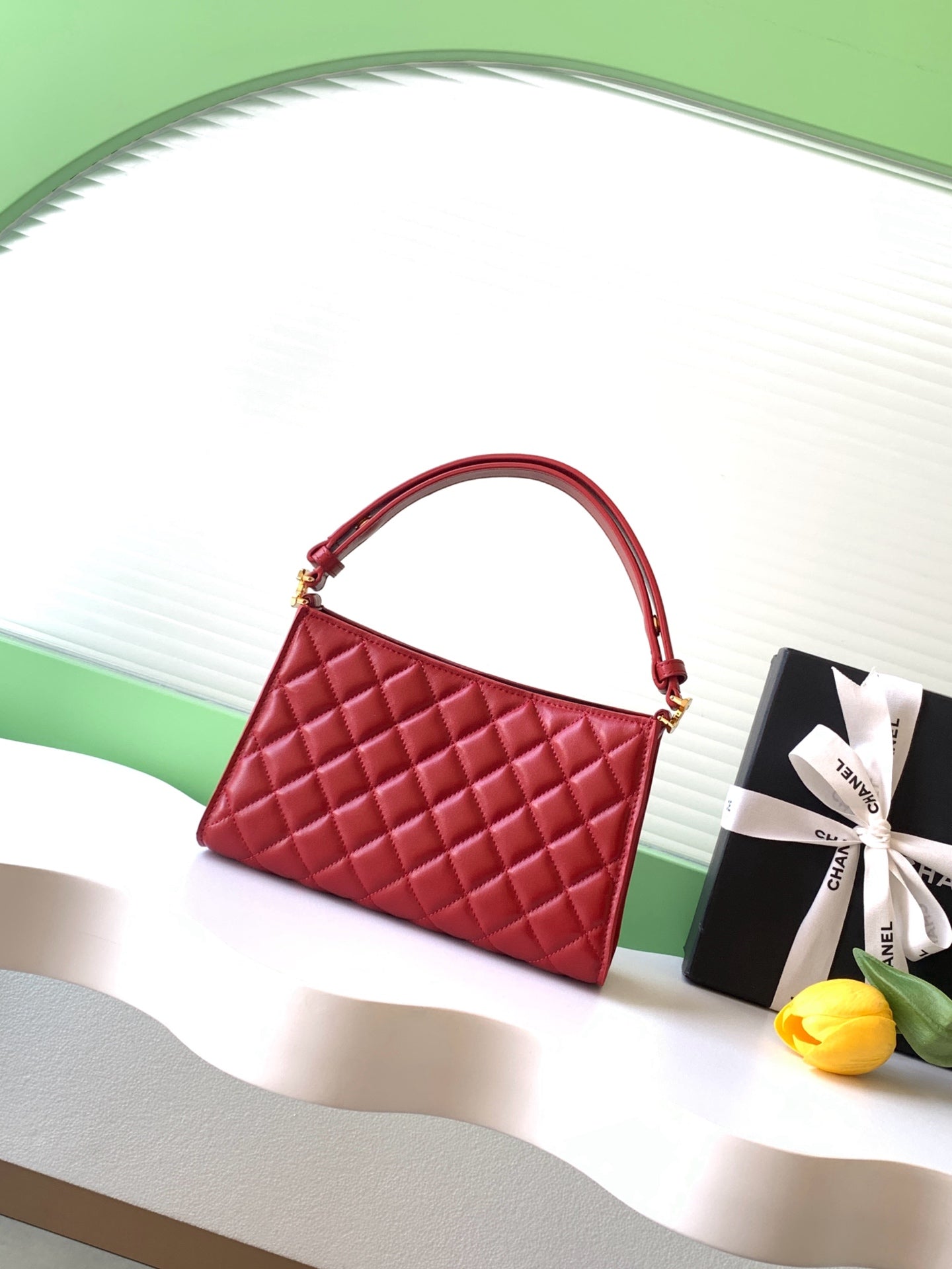 CC AS6045 Hobo Bag 22cm Red Quilted Calfskin
