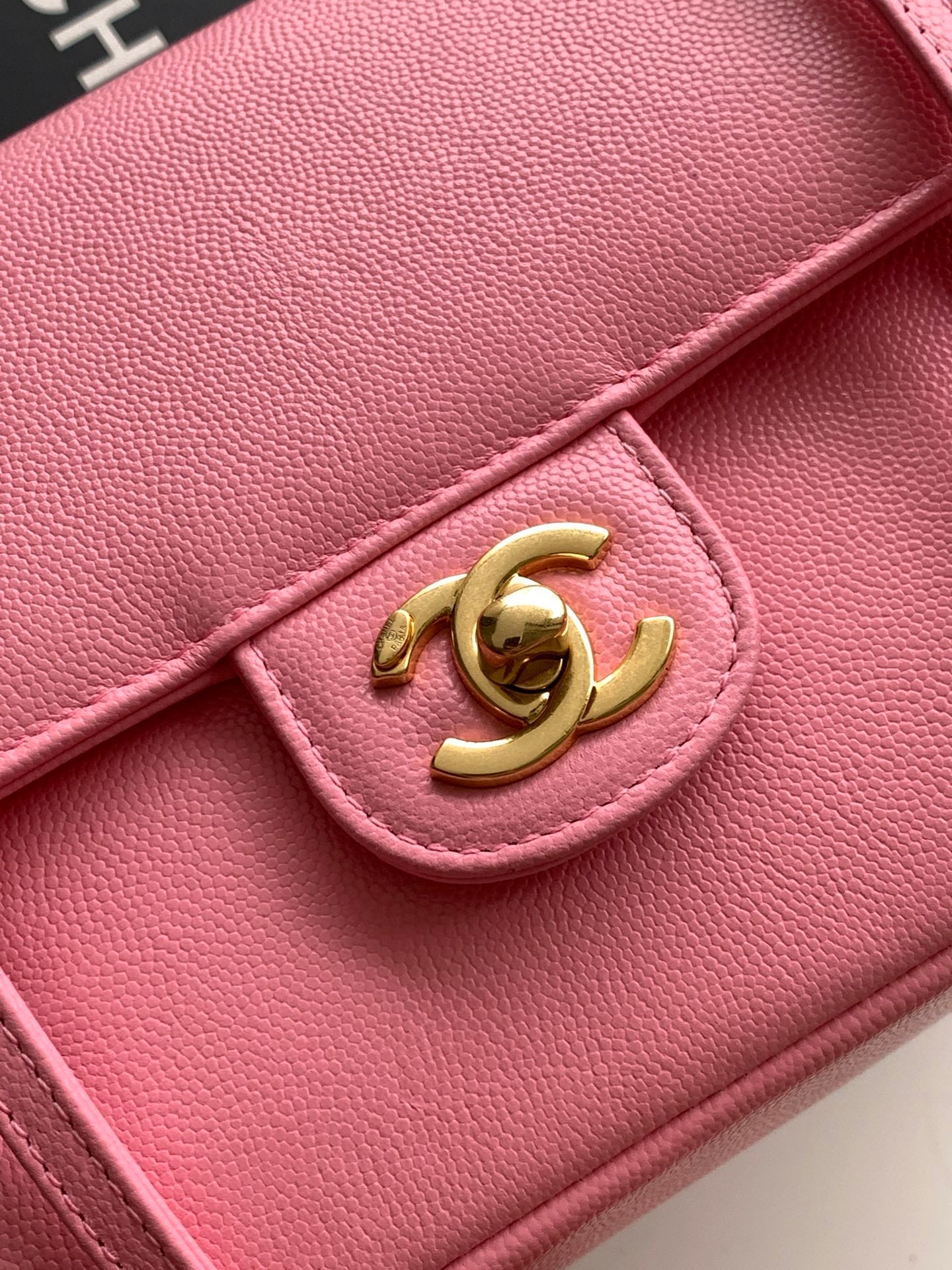 CC 2026 Preppy Coco Bag 22cm Light Pink Caviar Leather Gold Hardware