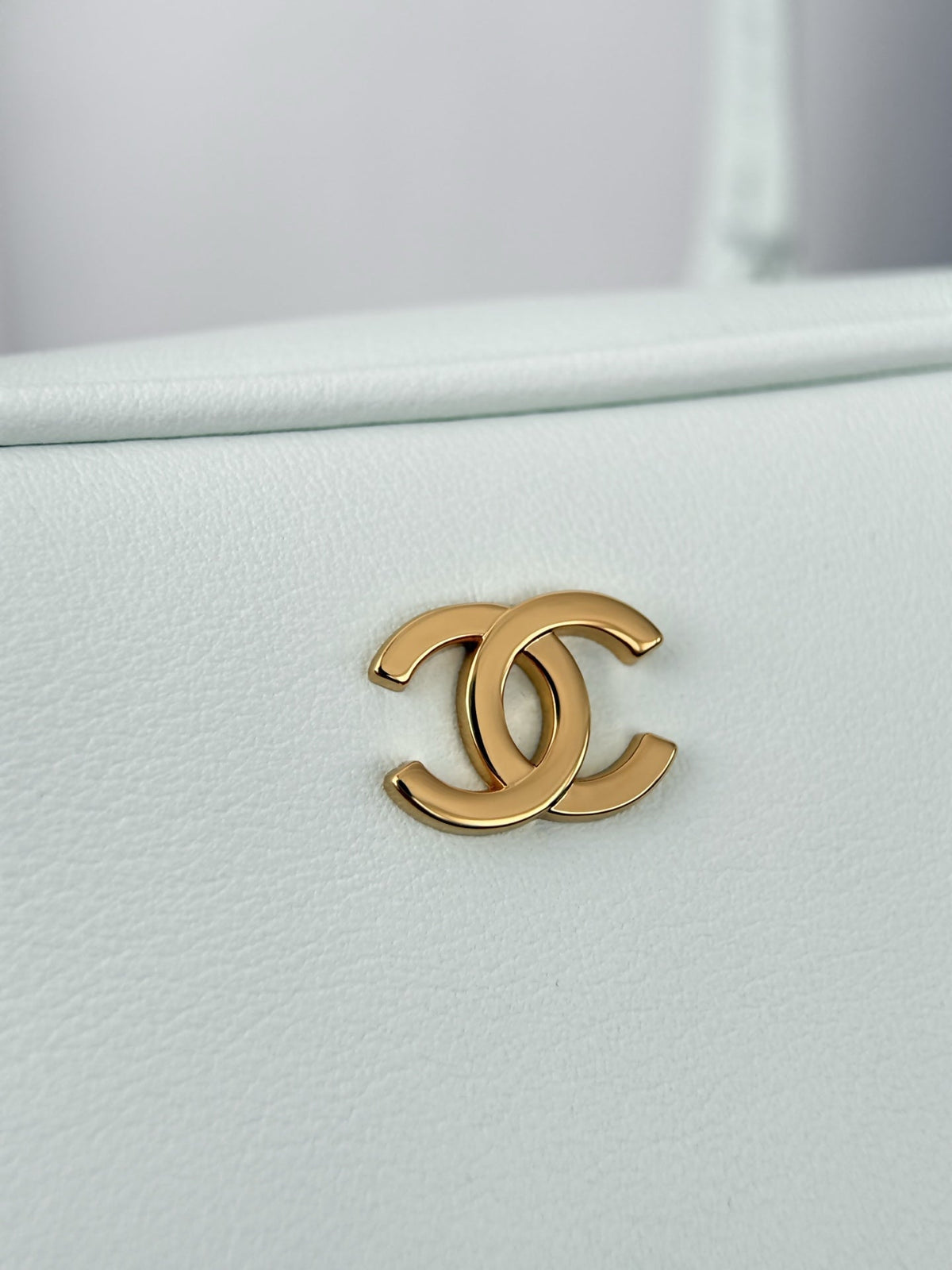 Chanel 2026 Pouch With Leather Strap 21cm Light Blue Calfskin