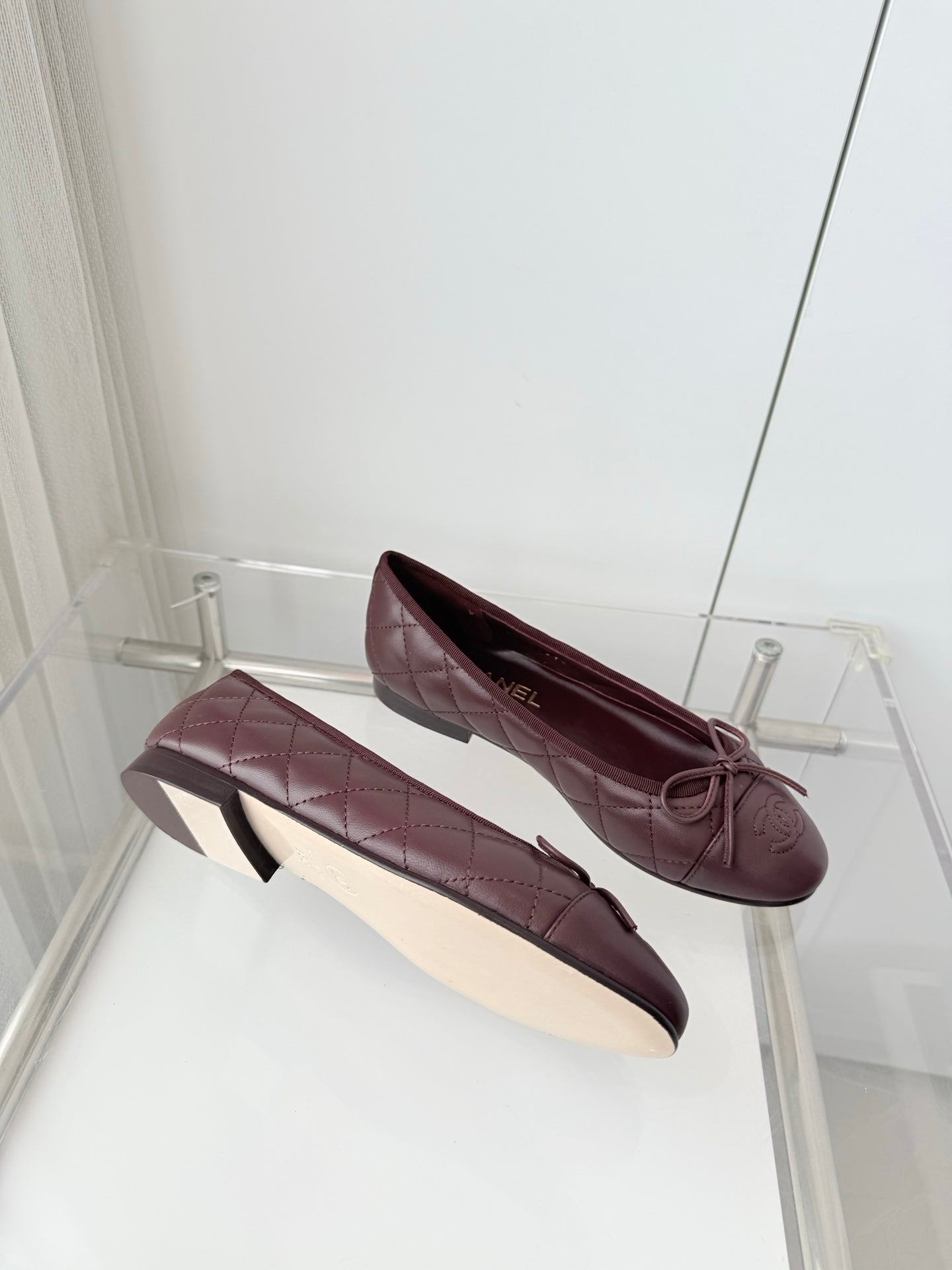 Chanel 2026 Ballet Flat Burgundy Quited Lambskin 697392