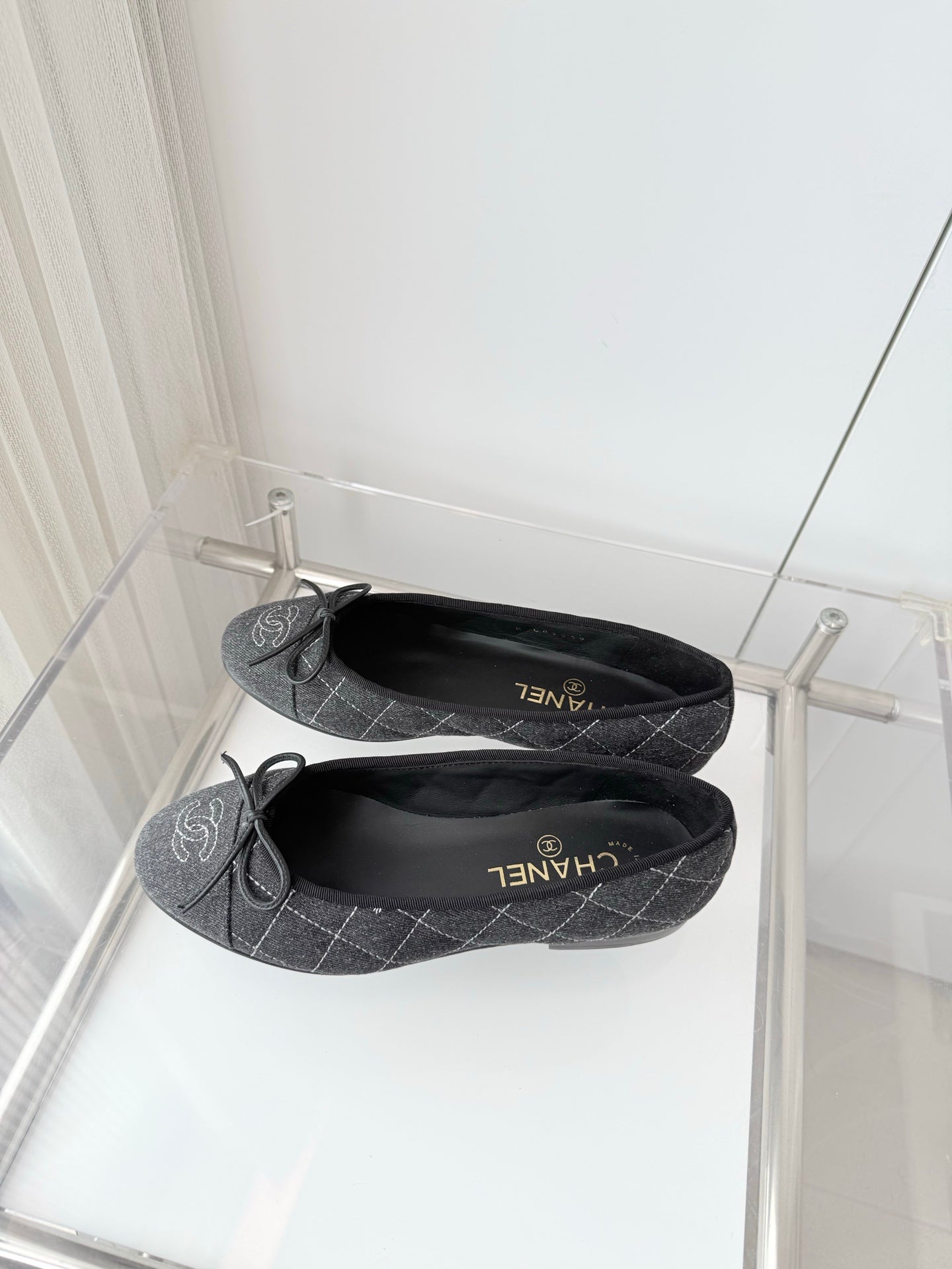 Chanel 2026 Ballet Flat Grey Denim 697395