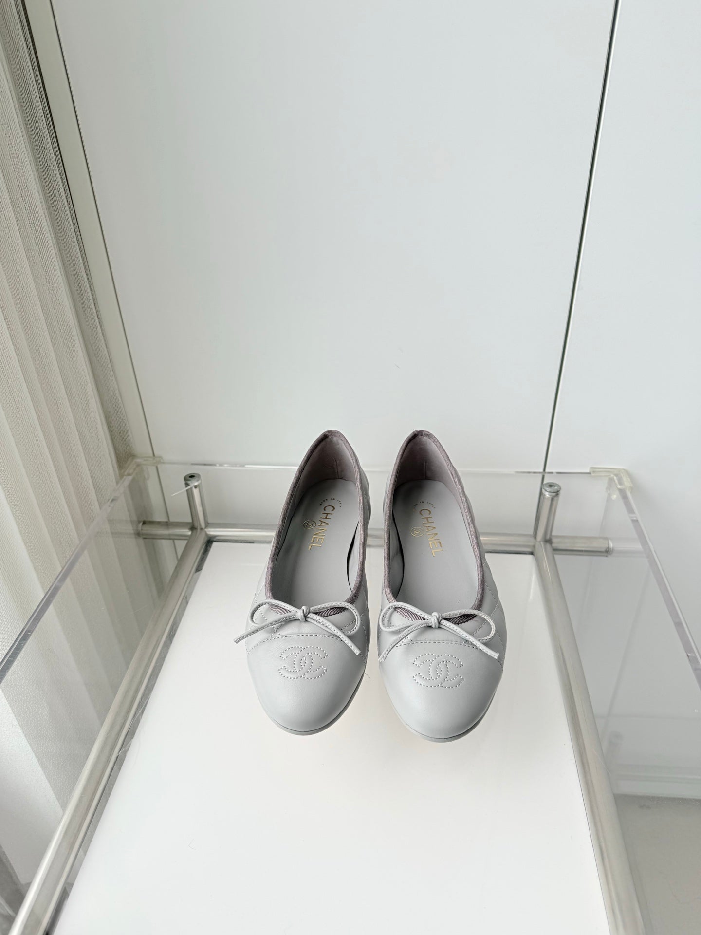 Chanel 2026 Ballet Flat Grey Quited Lambskin 697405