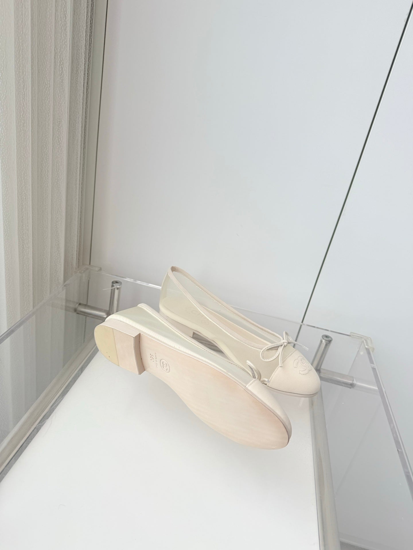 Chanel 2026 Ballet Flat White Mesh Lambskin 697411
