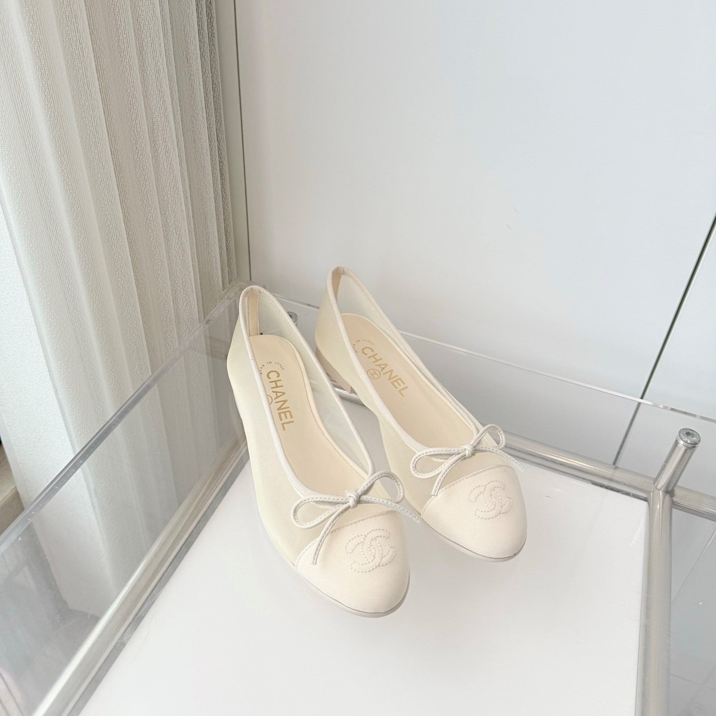 Chanel 2026 Ballet Flat White Mesh Lambskin 697411