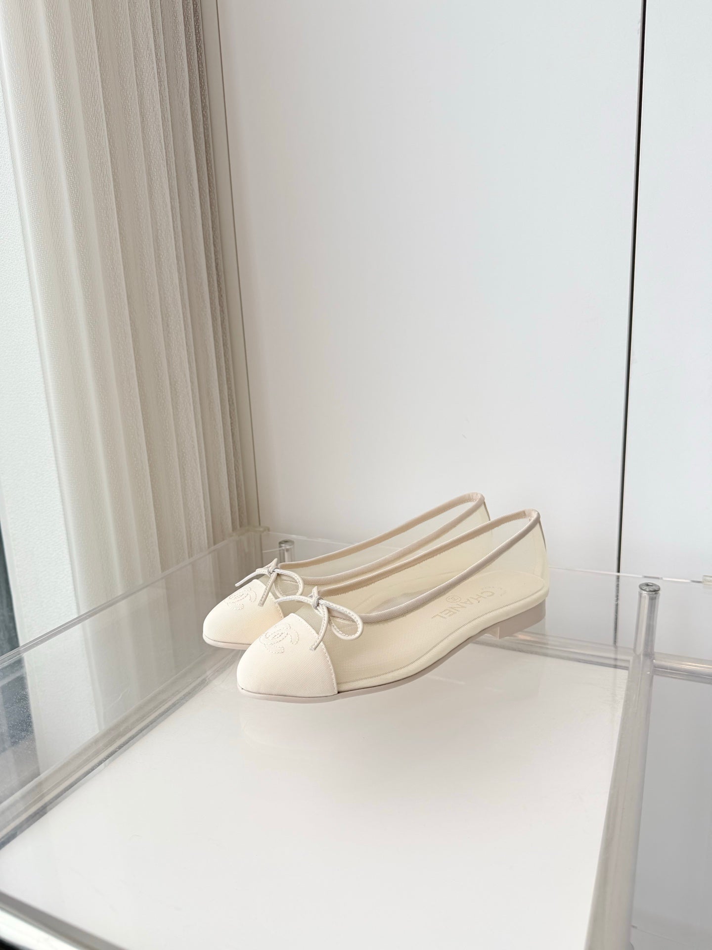 Chanel 2026 Ballet Flat White Mesh Lambskin 697411