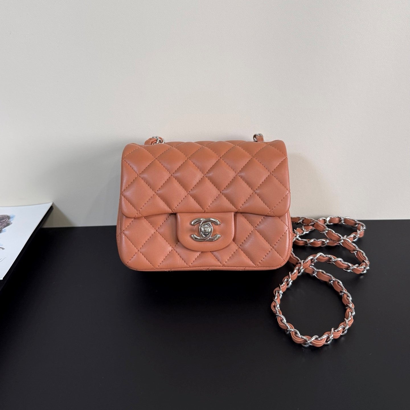 CC Flap Bag 17cm Brown Brick Sheepskin SHW 284818
