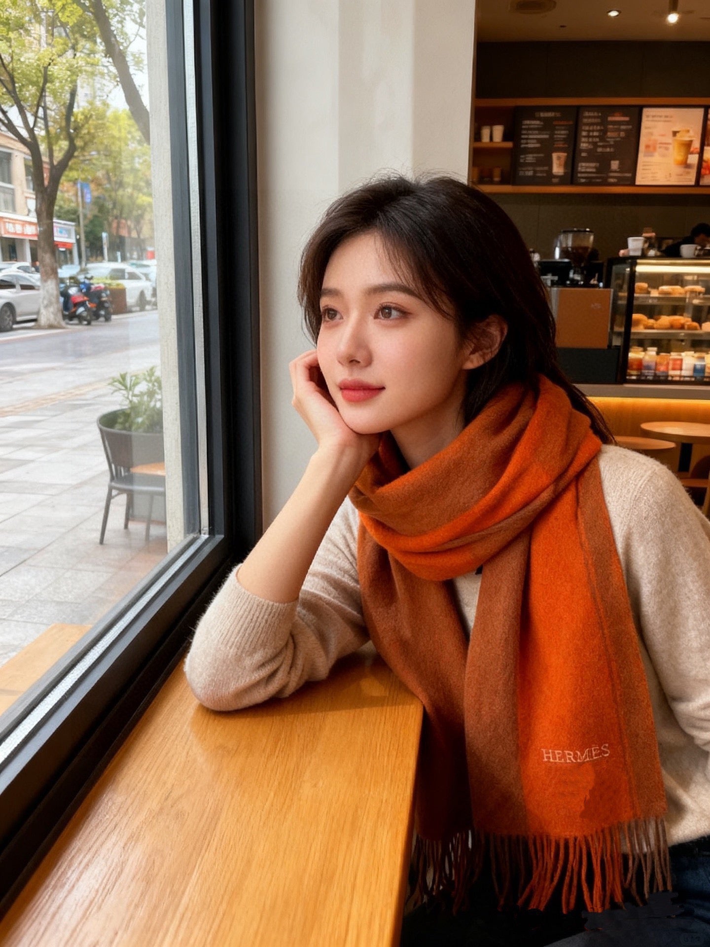 HM 26ss Scarf 180*30cm Orange Cashmere 168151