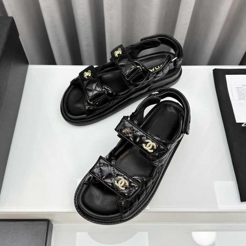 CC 26 Dad Sandals Black Lambskin