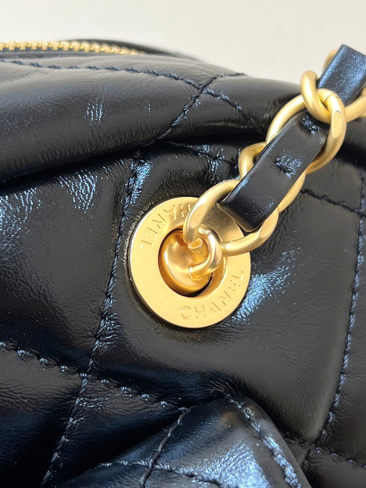 CC 24A Bowling Bag 33cm Black Wrinkled Calfskin GHW