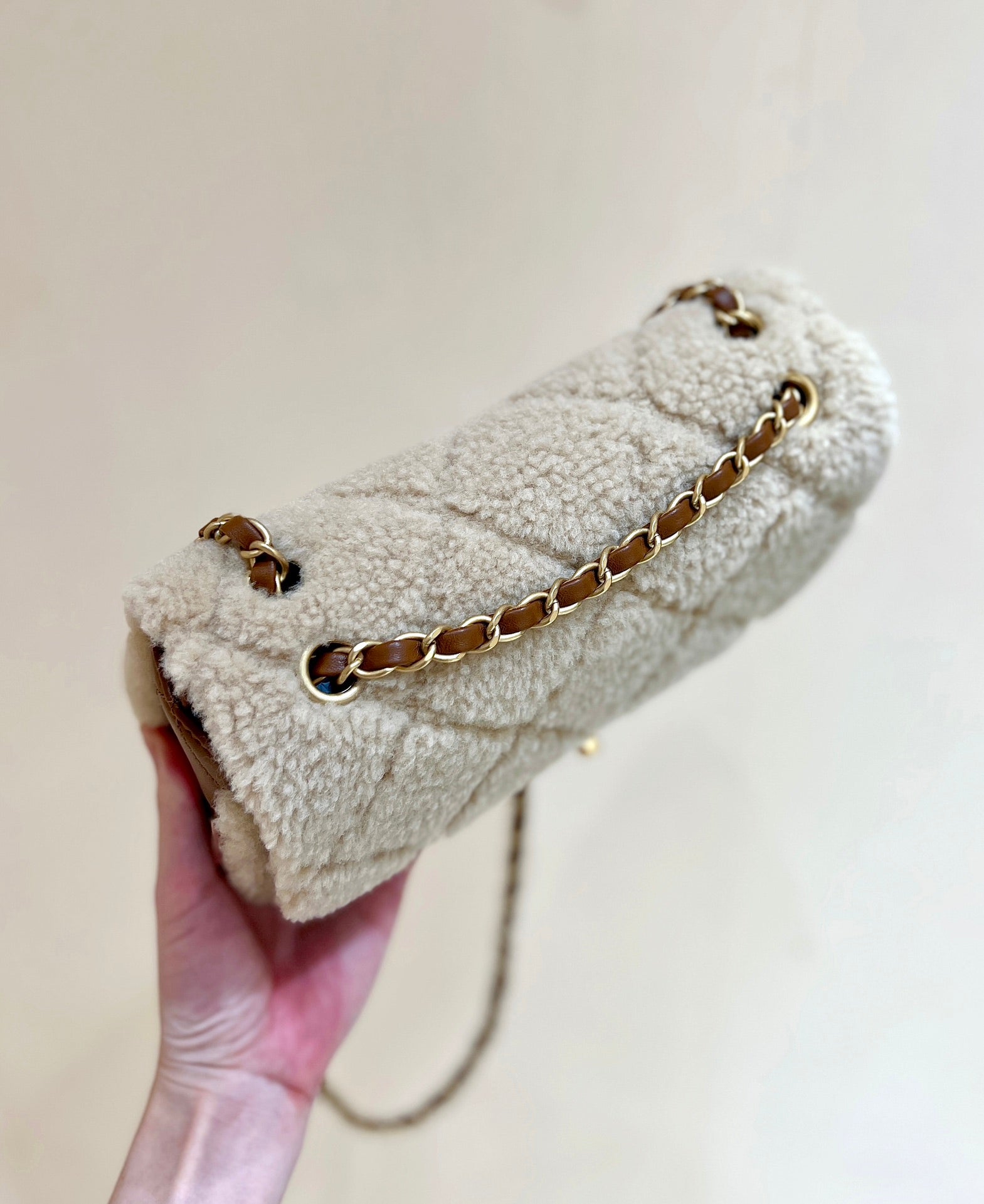 CC  24K Teddy Bear CF 23.5cm Brown Beige Lambskin & Fur Light GHW