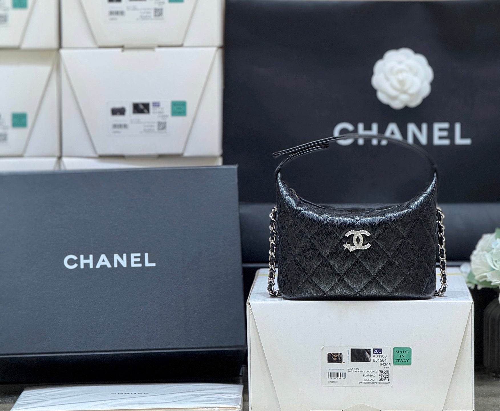 CC 2025 Bento Box Bag Black Calfskin 346313